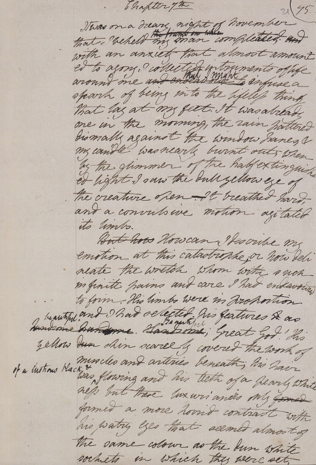 Creation section in Shelley's original draft